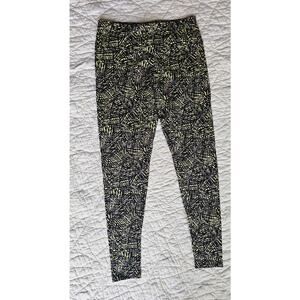 Soft Surroundings High Waisted‎ Yellow Black Geometric Leggings Women Sz M Multi